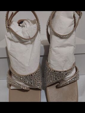 Stella McCartney Nude Crystal-Embellished Heeled Sandals